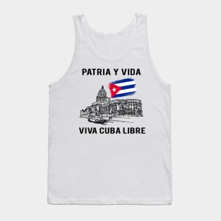 PATRIA Y VIDA VIVA CUBA LIBRE Inked Line Art Tank Top